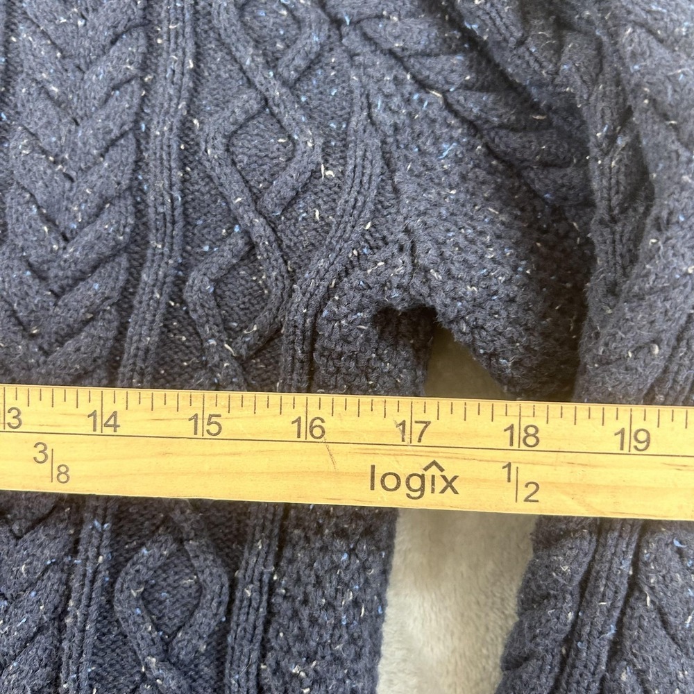 L.L. Bean Sweater Mens Small Blue Cable Knit Crew Neck Organic Cotton Pullover - Picture 14 of 14